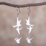Sterling silver dangle earrings, 'Nighttime Doves' - Sterling Silver Dove Dangle Earrings from Peru