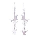 Sterling silver dangle earrings, 'Nighttime Doves' - Sterling Silver Dove Dangle Earrings from Peru