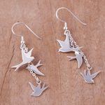Sterling silver dangle earrings, 'Nighttime Doves' - Sterling Silver Dove Dangle Earrings from Peru
