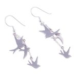 Sterling silver dangle earrings, 'Nighttime Doves' - Sterling Silver Dove Dangle Earrings from Peru