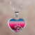 Sterling silver and fabric pendant necklace, 'Love from Peru' - Sterling Silver and Wool Blend Heart Necklace from Peru