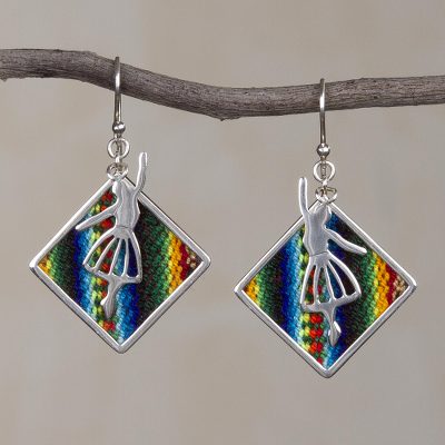 Sterling Silver And Wool Blend Dancer Earrings From Peru Dance Of Sterling Silver And Wool Blend Dangle Earrings Dance Of The Andes