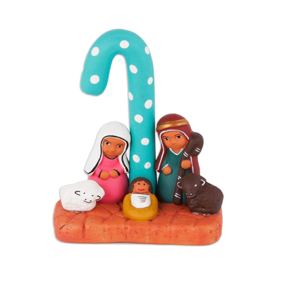 Ceramic Nativity Scene Decorative Accent from Peru