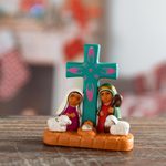 Ceramic decorative accent, 'Nativity of Happiness' - Hand-Painted Nativity Scene Decorative Accent from Peru