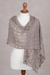 100% baby alpaca shawl, 'Breezy Skies in Taupe' - 100% Baby Alpaca Knit Shawl in Taupe from Peru (image 2) thumbail