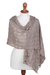 100% baby alpaca shawl, 'Breezy Skies in Taupe' - 100% Baby Alpaca Knit Shawl in Taupe from Peru thumbail