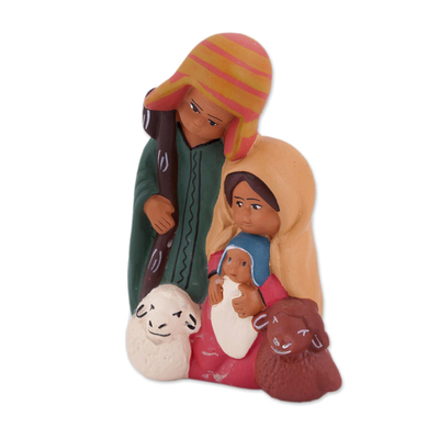 Ceramic nativity sculpture, 'Andean Christian Family' - Hand-Painted Ceramic Andean Nativity Sculpture from Peru
