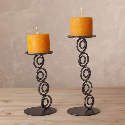 Steel candle holders, Infinite Fire (pair)