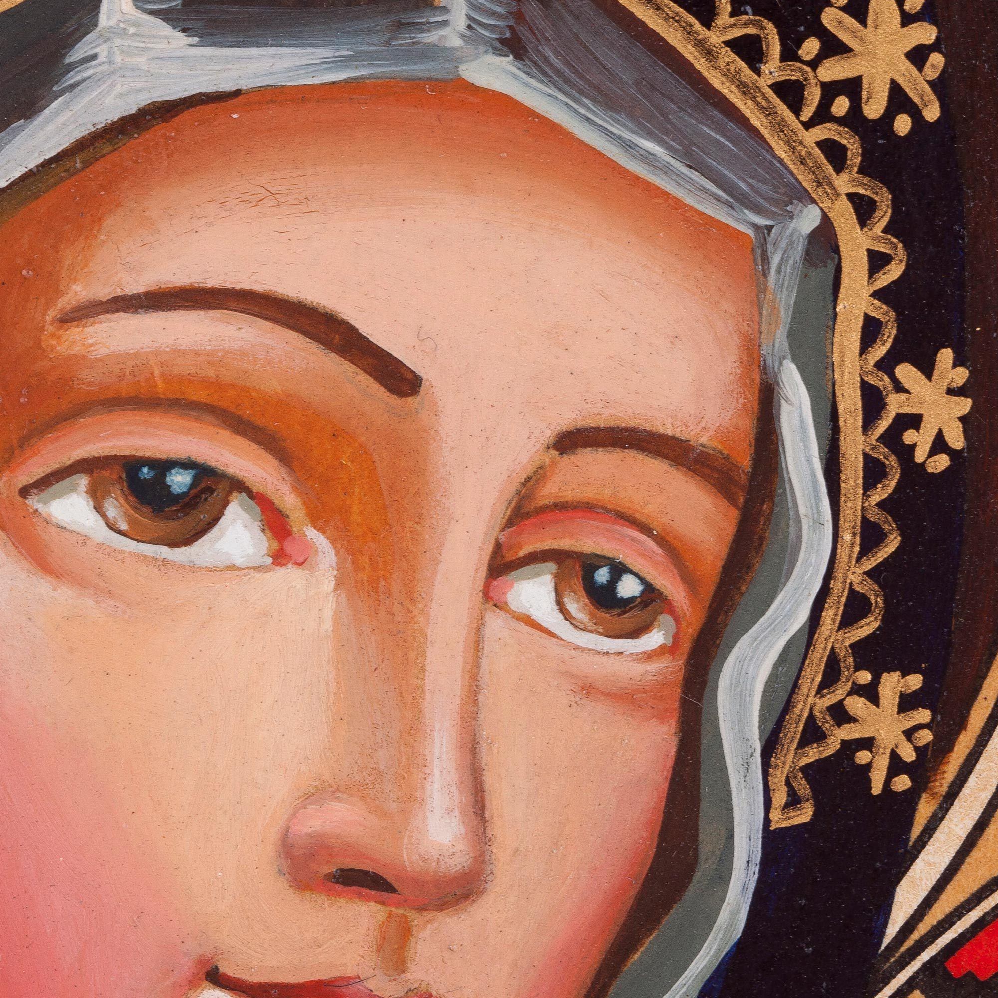 Signed Cultural Religious Painting of Mary from Peru Andean Virgin