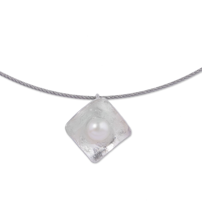 Cultured Pearl Diamond-Shaped Pendant Necklace from Peru