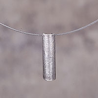 Sterling silver pendant necklace, 'Pillar' - Simple Sterling Silver Pendant Necklace from Peru