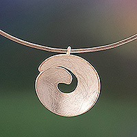 Spiral-Shaped Sterling Silver Pendant Necklace from Peru,'Simple Spiral'