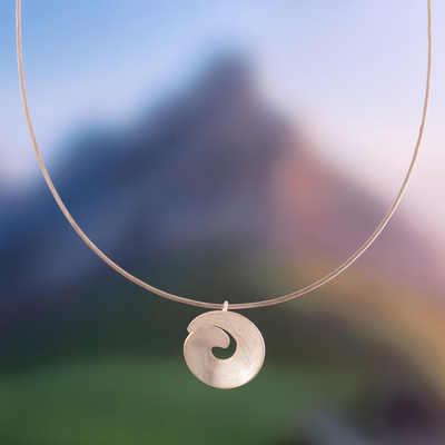 Sterling silver pendant necklace, 'Simple Spiral' - Spiral-Shaped Sterling Silver Pendant Necklace from Peru