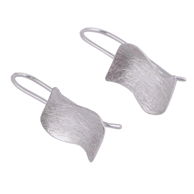 Sterling silver drop earrings, 'Simple Waves' - Wavy Sterling Silver Drop Earrings from Peru