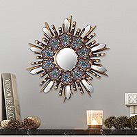 Featured review for Wood and reverse painted glass wall mirror, Cuzco Meadow