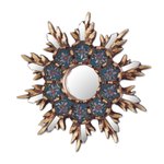 Wood and reverse painted glass wall mirror, 'Cuzco Snowflake' - Colonial Style Reverse Painted Glass Wall Mirror