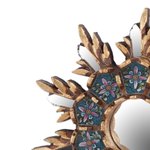 Wood and reverse painted glass wall mirror, 'Cuzco Snowflake' - Colonial Style Reverse Painted Glass Wall Mirror