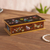 Reverse painted glass decorative box, 'Butterfly Jubilee in Sepia' - Reverse Painted Glass Butterfly Decorative Box in Sepia (image 2) thumbail