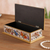 Reverse painted glass decorative box, 'Antique Butterfly Jubilee' - Reverse Painted Glass Butterfly Decorative Box in Off White (image 2b) thumbail