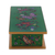 Caja decorativa de vidrio pintado al revés - Caja Decorativa Mariposa de Vidrio Pintado Reverso en Esmeralda