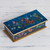 Reverse painted glass decorative box, 'Butterfly Jubilee in Cyan' - Reverse Painted Glass Butterfly Decorative Box in Cyan (image 2c) thumbail