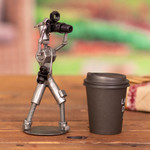 Auto part sculpture, 'Say Cheese' - Recycled Auto Part Sculpture of a Photographer from Peru