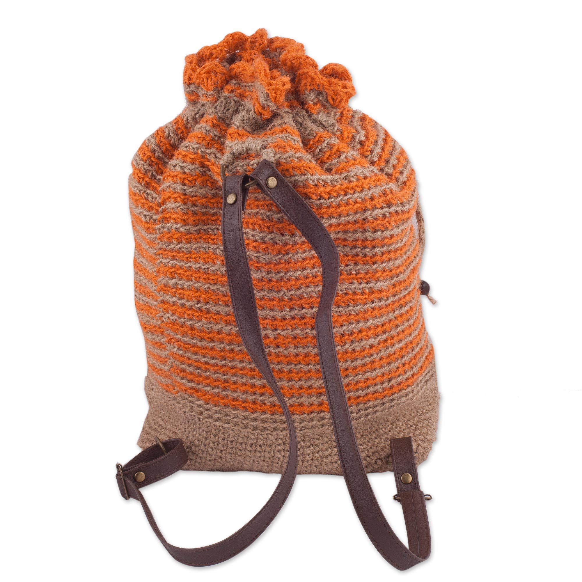 Adjustable Striped Jute Backpack from Peru Sunrise Stripes NOVICA