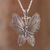 Sterling silver filigree pendant necklace, 'Nocturnal Butterfly' - Sterling Silver Butterfly Filigree Pendant Necklace (image 2) thumbail