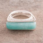 Amazonite filigree cocktail ring, 'Royal Pedestal' - Amazonite Sterling Silver Filigree Cocktail Ring from Peru