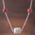 Agate station necklace, 'Garden Stroll' - Floral Agate and Coconut Shell Pendant Necklace from Peru (image 2) thumbail