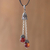 Agate pendant necklace, 'Berry Pendulums' - Agate and Silver Pendant Necklace on Cotton Cord from Peru