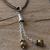 Tiger's eye pendant necklace, 'Floral Pendulums' - Tiger's Eye Pendant Necklace on Cotton Cord from Peru