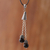 collar con colgante de obsidiana - Collar con colgante de piedras preciosas de obsidiana en cordón de algodón de Perú