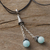 Amazonite pendant necklace, 'Floral Pendulums' - Amazonite Pendant Necklace on Cotton Cord from Peru (image 2b) thumbail