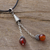 Agate pendant necklace, 'Floral Pendulums' - Agate and Silver Pendant Necklace on Cotton Cord from Peru