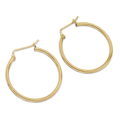 Gold plated sterling silver hoop earrings, 'Eternal Gleam' - 18k Gold Plated Sterling Silver Hoop Earrings from Peru