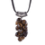 Halskette mit Tigerauge-Anhänger - Natürliche Tigerauge-Cluster-Anhänger-Halskette aus Peru