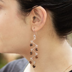 Tiger's eye chandelier earrings, 'Earthen Baubles' - Tiger's Eye and Silver Chandelier Earrings from Peru