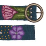 Wool belt, 'Garden Fashion in Teal' - Embroidered Floral Wool Belt in Teal from Peru