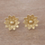 Gold plated sterling silver stud earrings, 'Gleaming Lotus' - Floral Gold Plated Sterling Silver Stud Earrings from Peru (image 2) thumbail