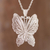 Sterling silver filigree pendant necklace, 'Paradise Flight' - Sterling Silver Filigree Butterfly Necklace from Peru thumbail