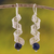 Lapis lazuli filigree dangle earrings, 'Spiral Dance' - Spiral Lapis Lazuli Filigree Dangle Earrings from Peru (image 2) thumbail