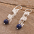 Lapis lazuli filigree dangle earrings, 'Spiral Dance' - Spiral Lapis Lazuli Filigree Dangle Earrings from Peru (image 2b) thumbail