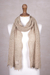 100% baby alpaca scarf, 'Stylish Ecru' - Knit 100% Baby Alpaca Wrap Scarf in Ecru from Peru (image 2d) thumbail