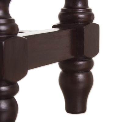 Banco de cedro y cuero, (pequeño) - Mesa de acento de cuero de madera de cedro tradicional hecha a mano 