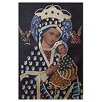 'Virgin of Perpetual Help' - Religious Surrealist Painting of Jesus and Mary from Peru