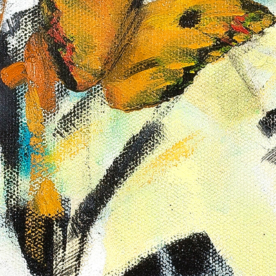 'Summer Butterflies' (2017) - Signed Painting of Fluttering Butterflies from Peru