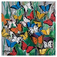 'Fantasies of Spring' (2017) - Freestyle Painting of Colorful Butterflies from Peru