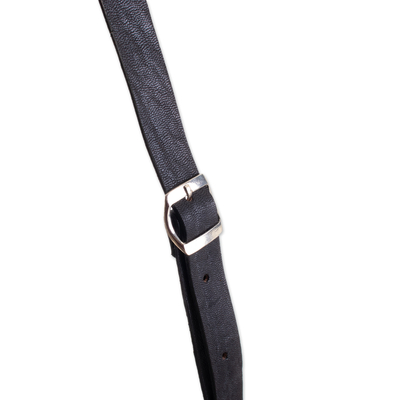 Wool accent leather sling bag, 'Trail Companion' - Handcrafted Wool Accent Leather Sling from Peru