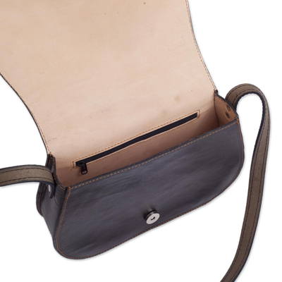 Leather sling, 'Stylish Espresso' - Handcrafted Leather Sling in Espresso from Peru
